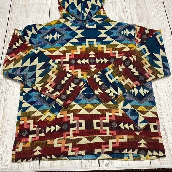 alpaca world Tops - Alpaca Colorful Geometric Pattern Hoodie Large